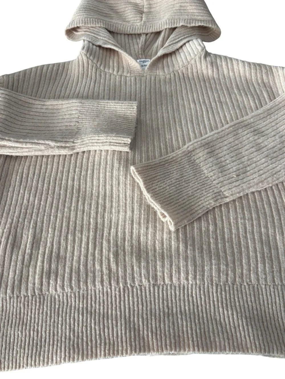 OSH KOSH Ribbed Hooded Sweater in Light Cream Size 8/8A — PERFECT FOR LAYERING!